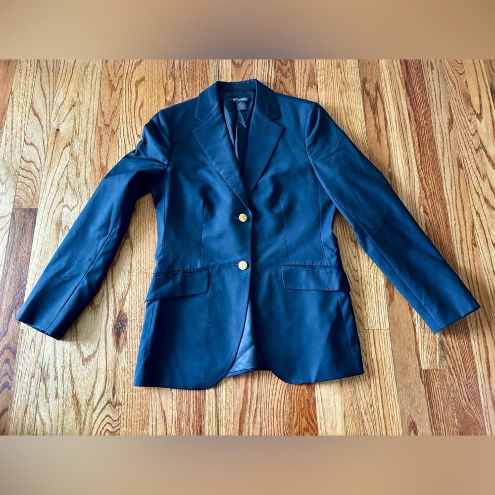 Brooks Brothers Classic Fit Black Lined Blazer with Gold Buttons - Size 10